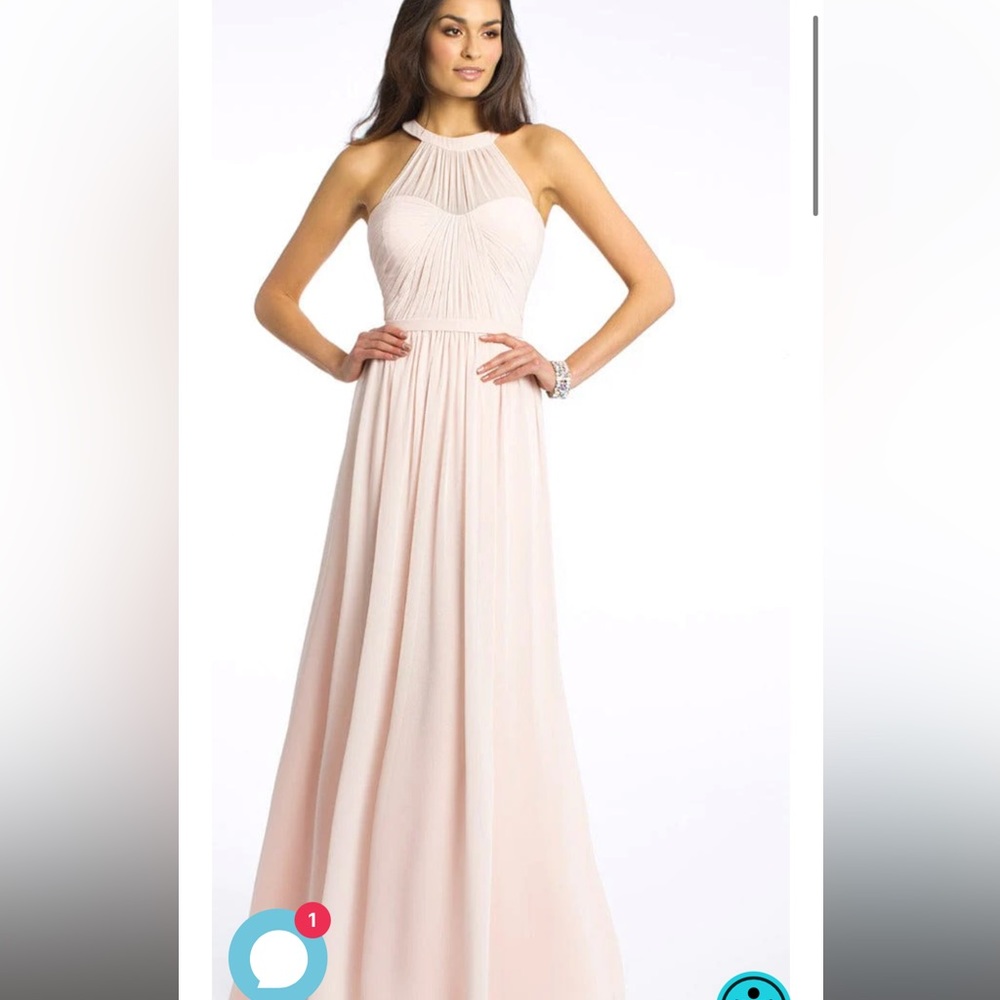 Camille La Vie • Petite 0P • Petal Pink • Illusion Halter • Bridesmaid